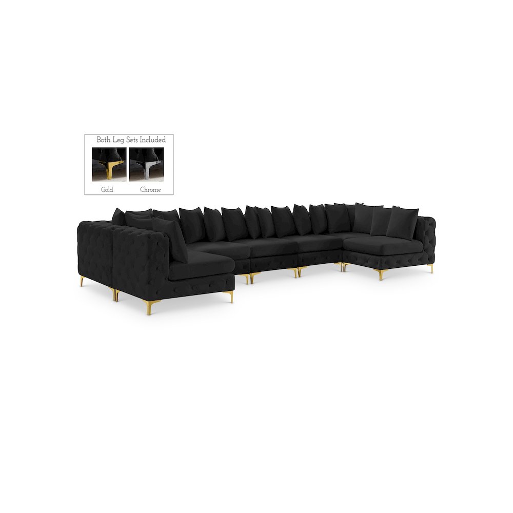 Tremblay Black Velvet Modular Sectional