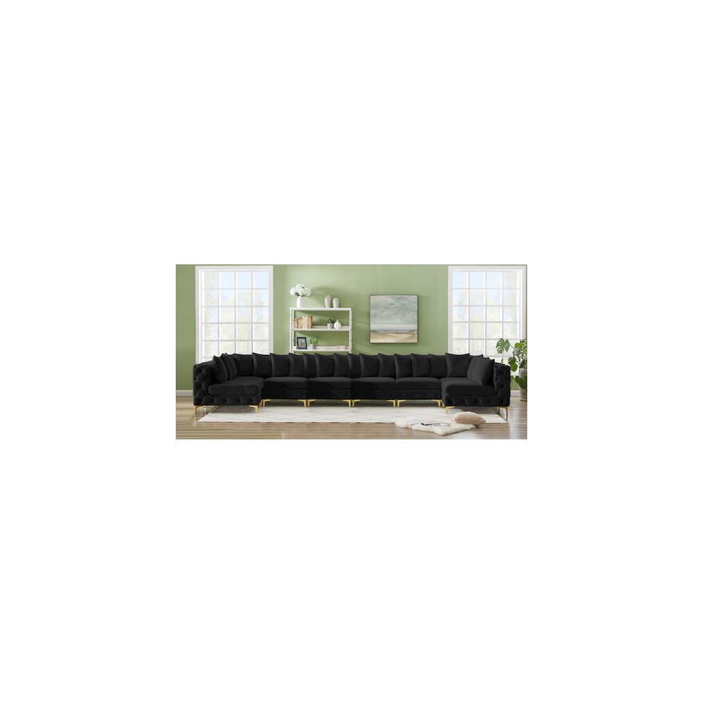 Tremblay Black Velvet Modular Sectional