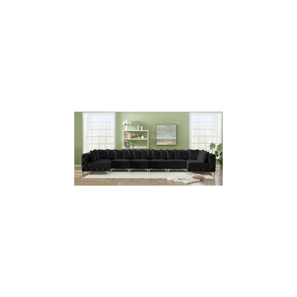 Tremblay Black Velvet Modular Sectional