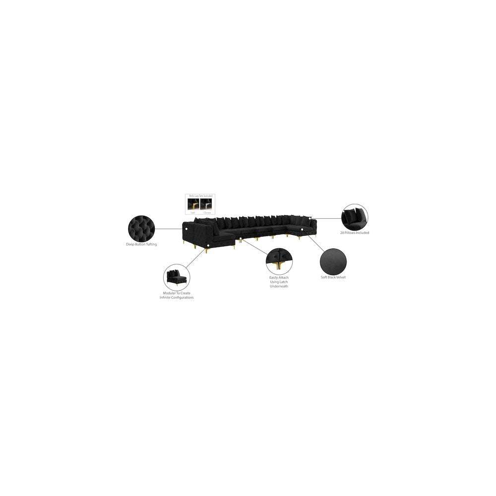 Tremblay Black Velvet Modular Sectional
