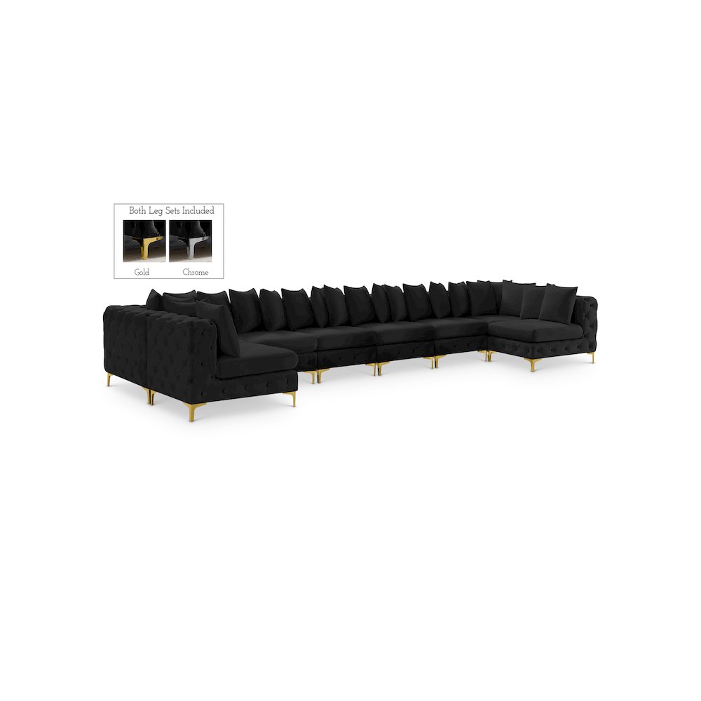 Tremblay Black Velvet Modular Sectional