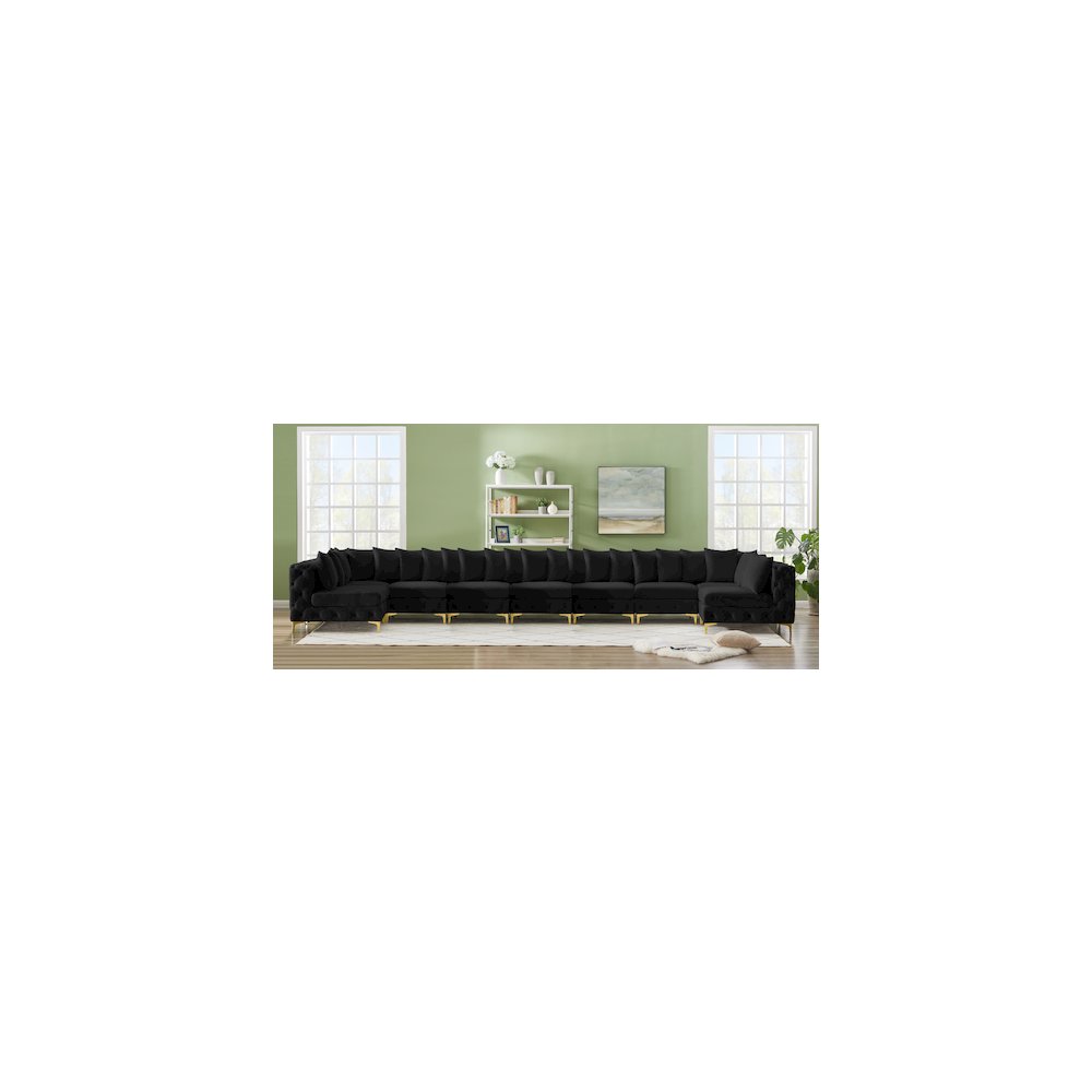 Tremblay Black Velvet Modular Sectional