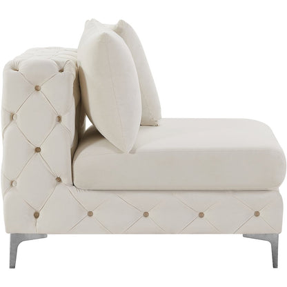 Tremblay Cream Velvet Armless Chair