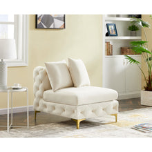 Tremblay Cream Velvet Armless Chair
