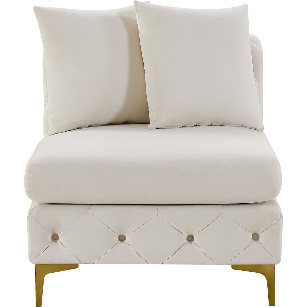 Tremblay Cream Velvet Armless Chair
