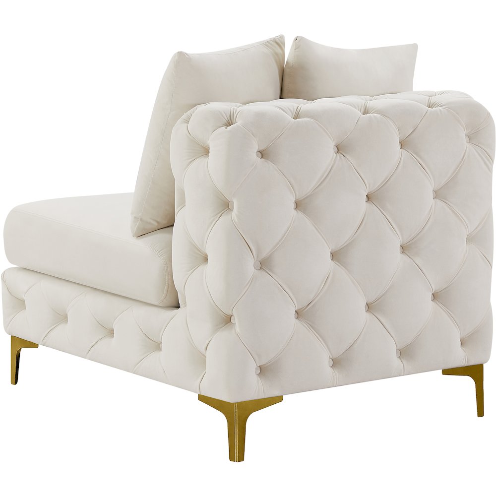 Tremblay Cream Velvet Armless Chair