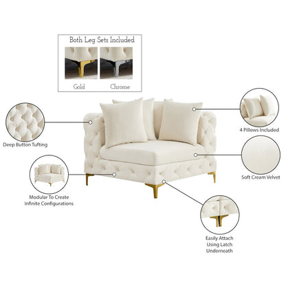 Tremblay Cream Velvet Corner Chair