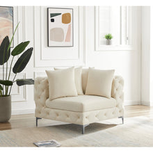 Tremblay Cream Velvet Corner Chair