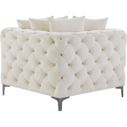 Tremblay Cream Velvet Corner Chair