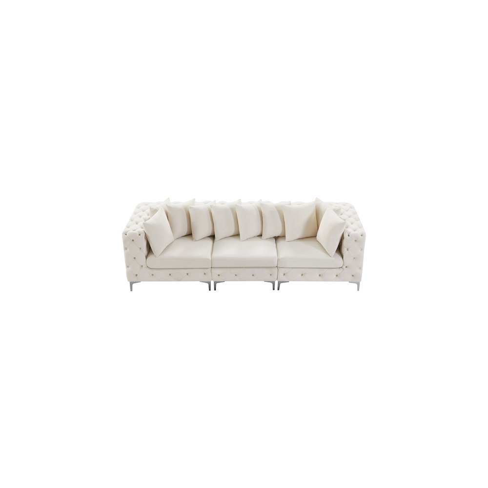 Tremblay Cream Velvet Modular Sofa