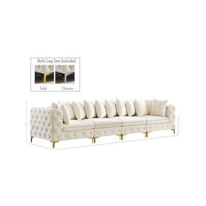 Tremblay Cream Velvet Modular Sofa