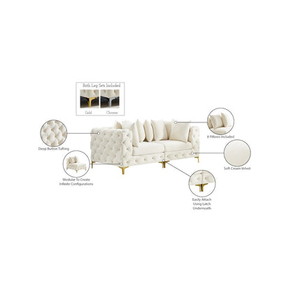 Tremblay Cream Velvet Modular Sofa