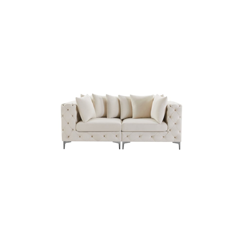 Tremblay Cream Velvet Modular Sofa