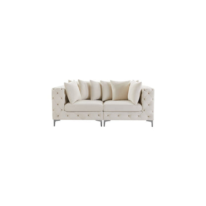 Tremblay Cream Velvet Modular Sofa