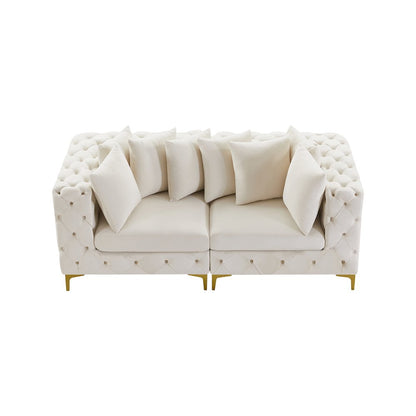 Tremblay Cream Velvet Modular Sofa