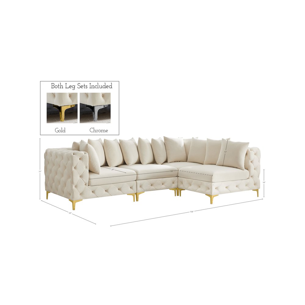 Tremblay Cream Velvet Modular Sectional
