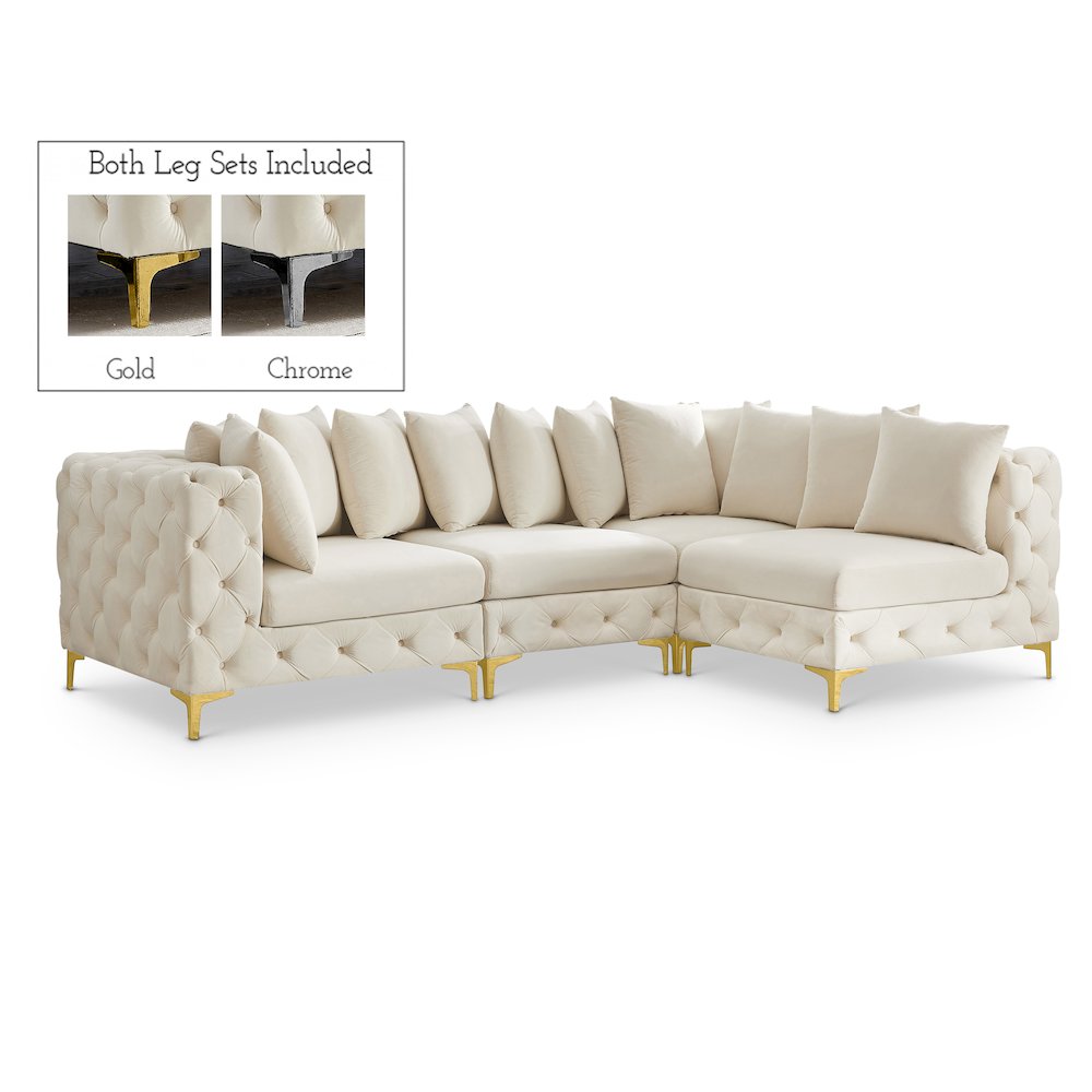 Tremblay Cream Velvet Modular Sectional