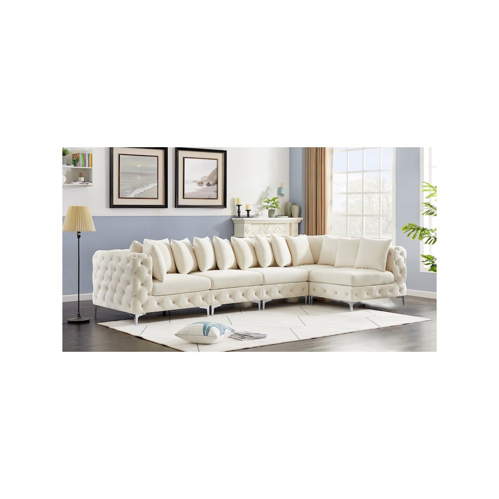 Tremblay Cream Velvet Modular Sectional