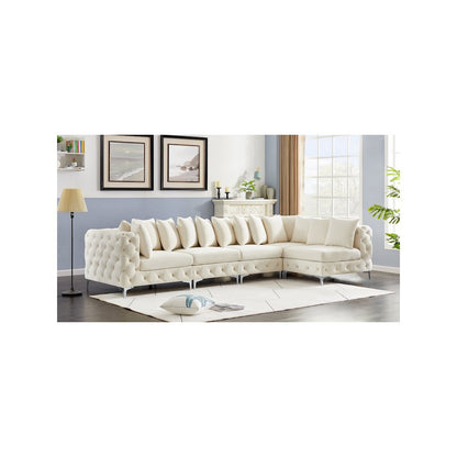 Tremblay Cream Velvet Modular Sectional