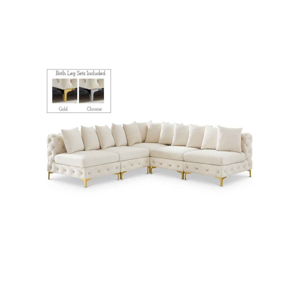 Tremblay Cream Velvet Modular Sectional