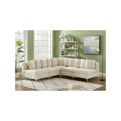 Tremblay Cream Velvet Modular Sectional