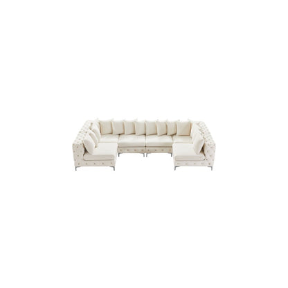 Tremblay Cream Velvet Modular Sectional