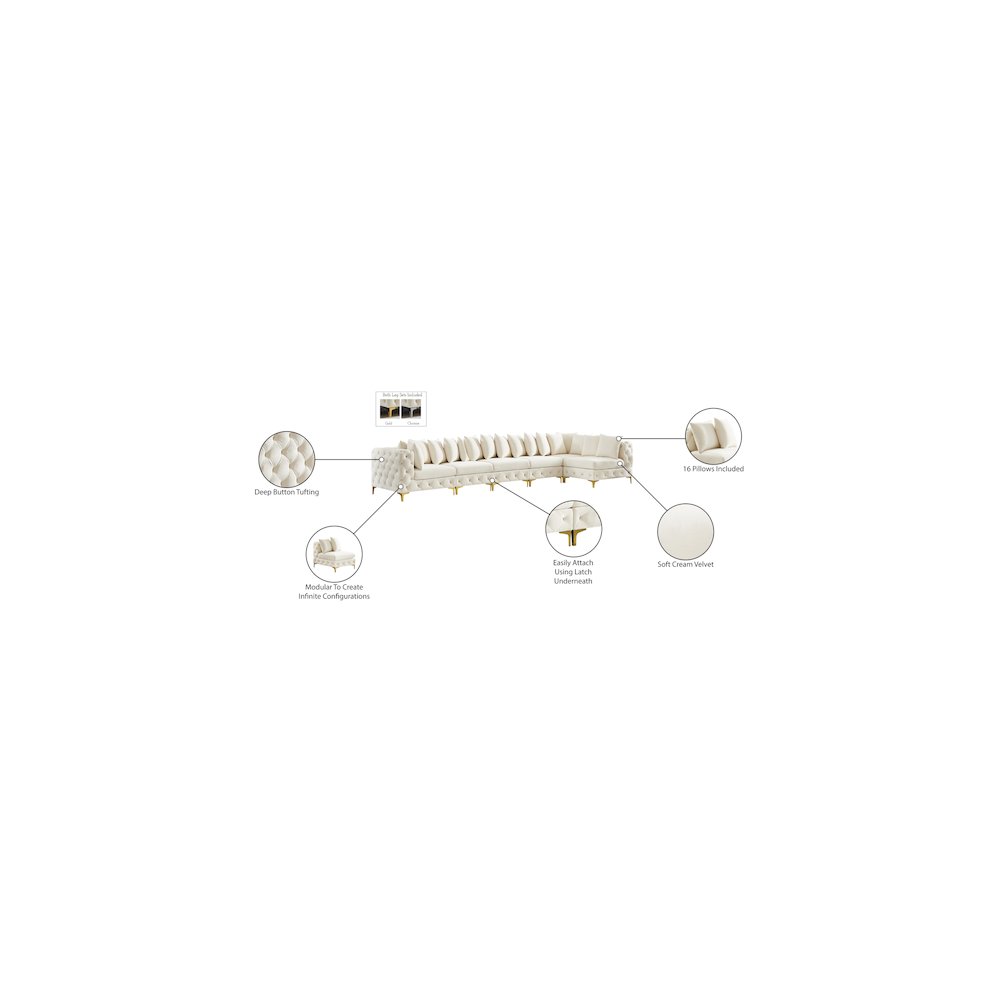 Tremblay Cream Velvet Modular Sectional