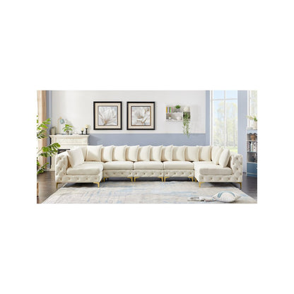 Tremblay Cream Velvet Modular Sectional