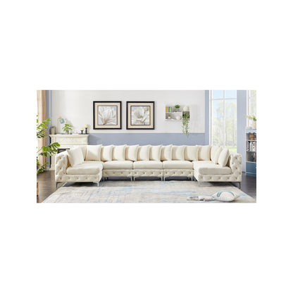 Tremblay Cream Velvet Modular Sectional