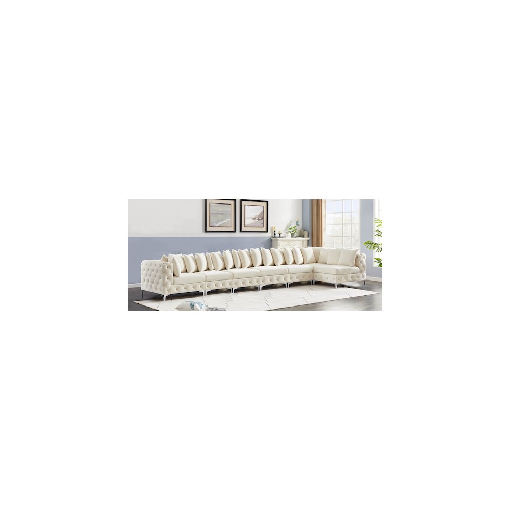 Tremblay Cream Velvet Modular Sectional