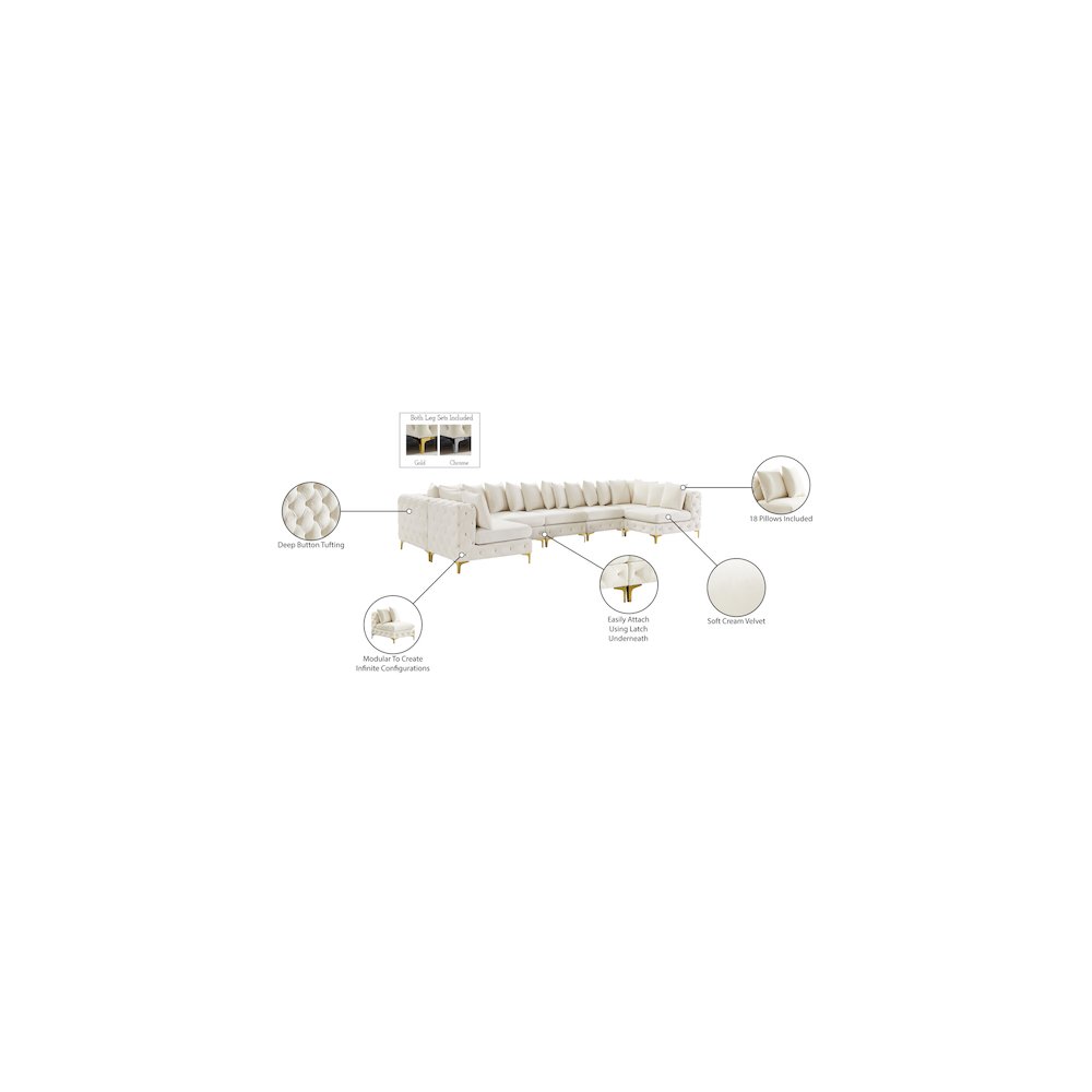 Tremblay Cream Velvet Modular Sectional