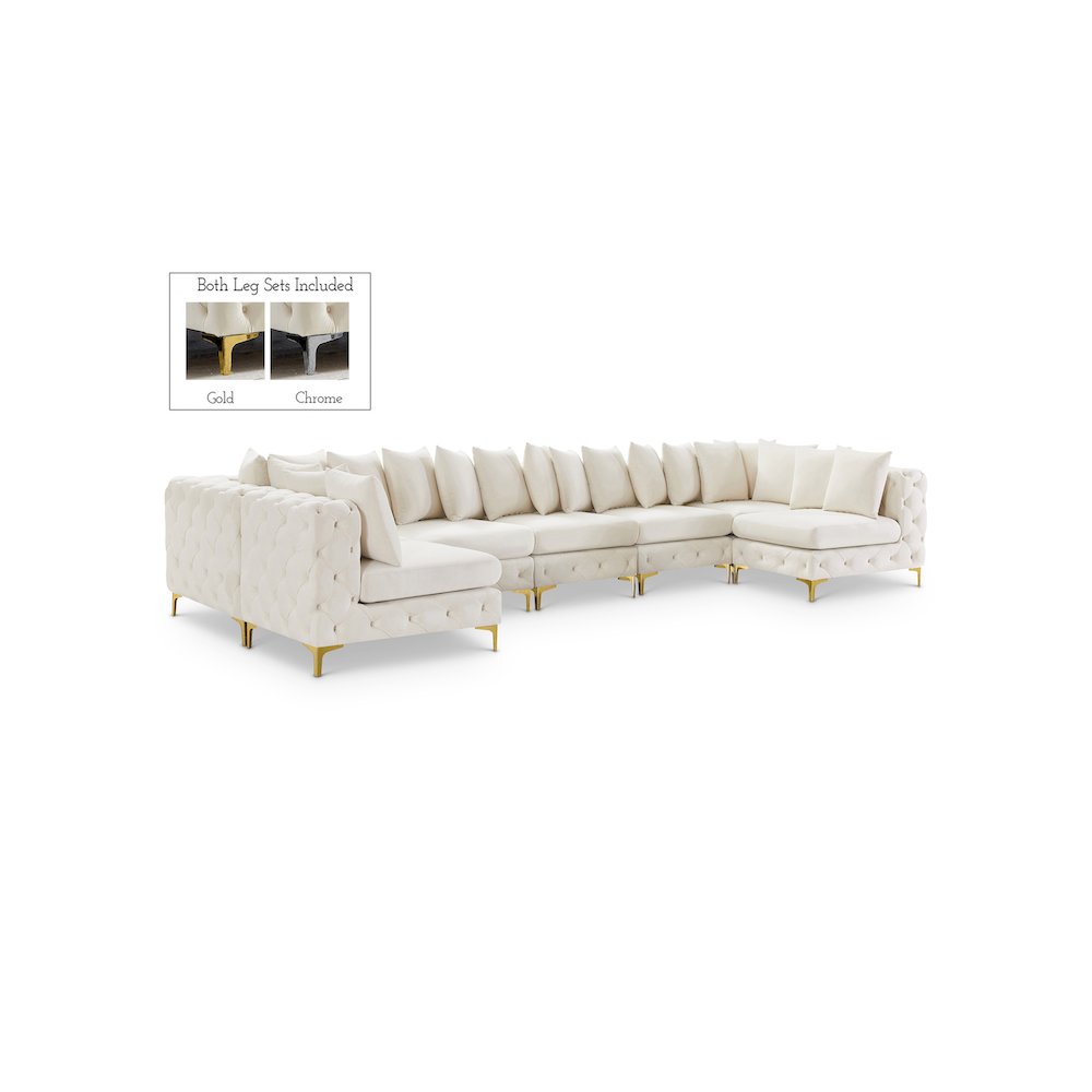 Tremblay Cream Velvet Modular Sectional