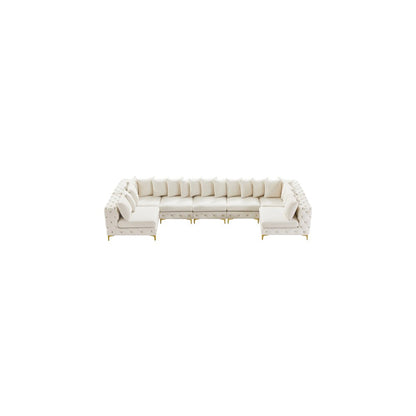 Tremblay Cream Velvet Modular Sectional