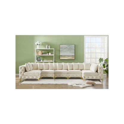 Tremblay Cream Velvet Modular Sectional