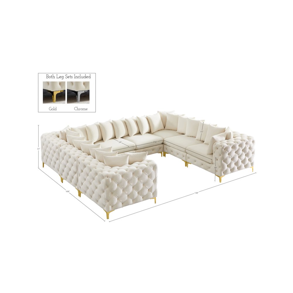Tremblay Cream Velvet Modular Sectional