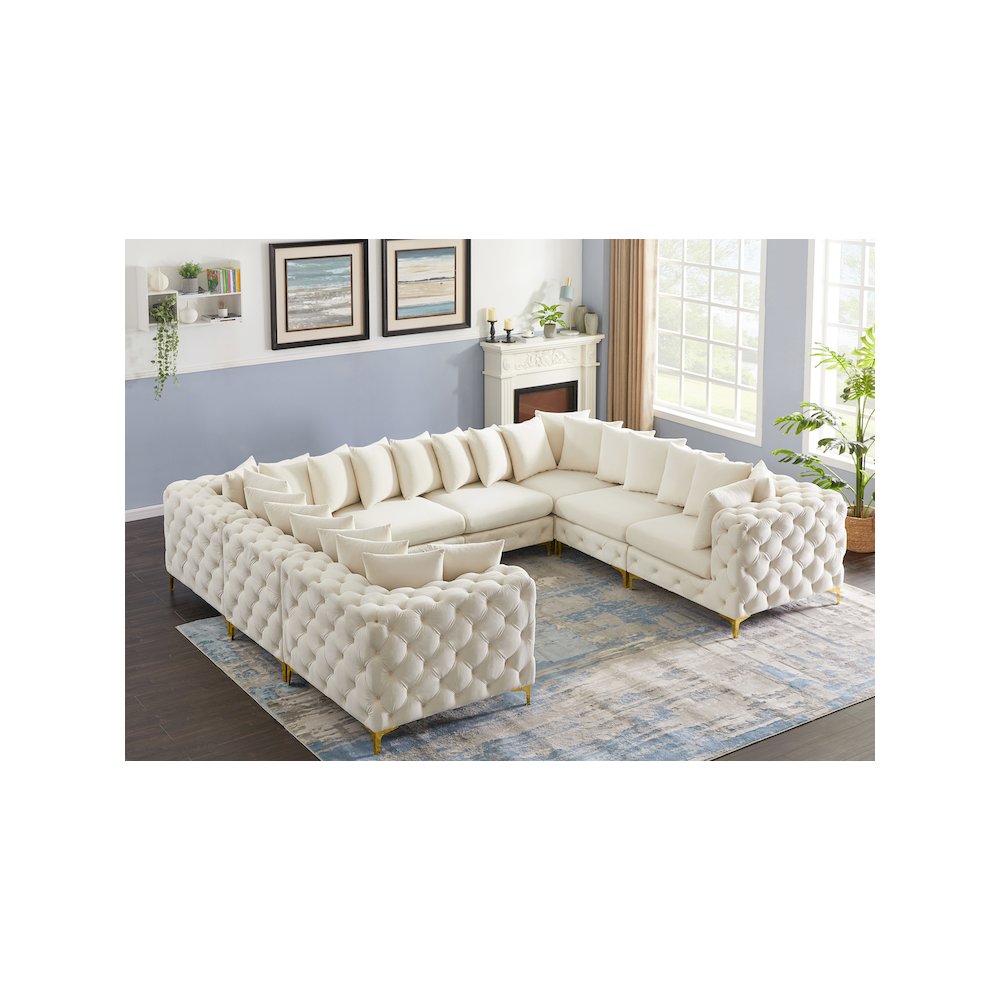 Tremblay Cream Velvet Modular Sectional