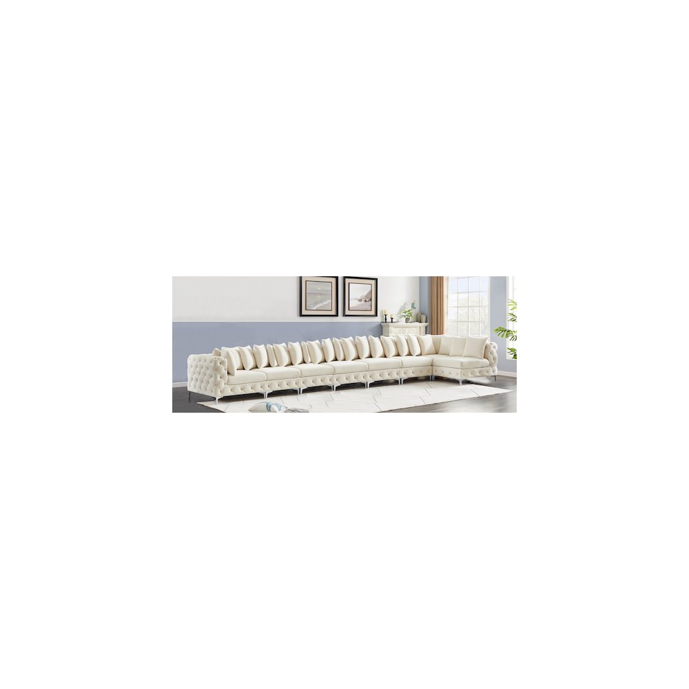 Tremblay Cream Velvet Modular Sectional