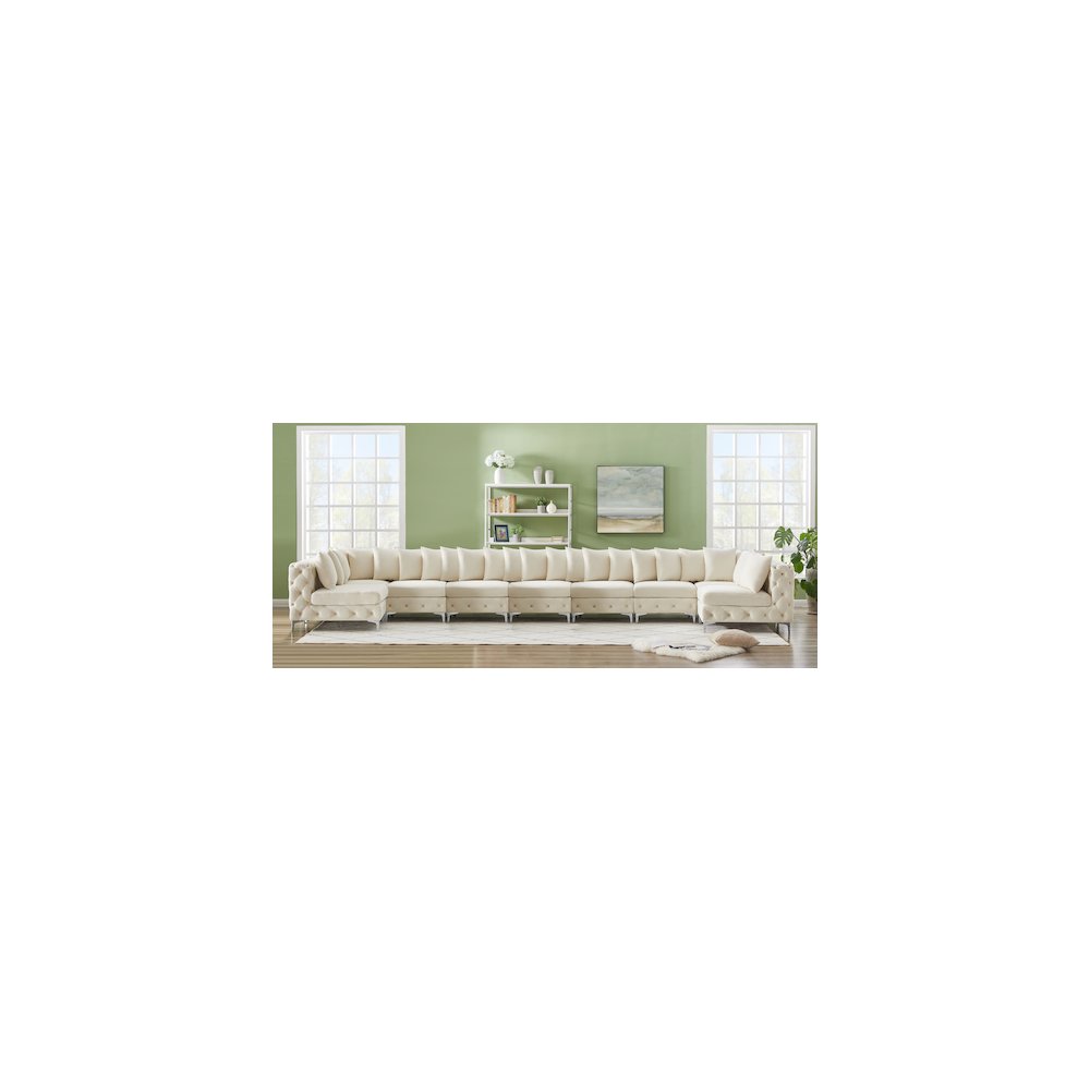 Tremblay Cream Velvet Modular Sectional
