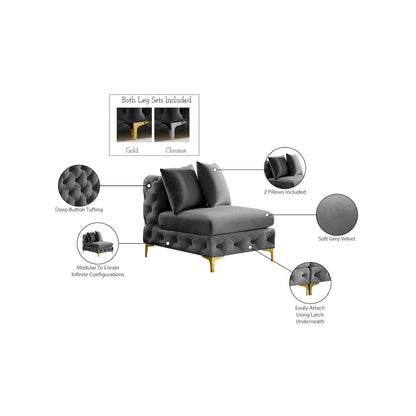 Tremblay Grey Velvet Armless Chair