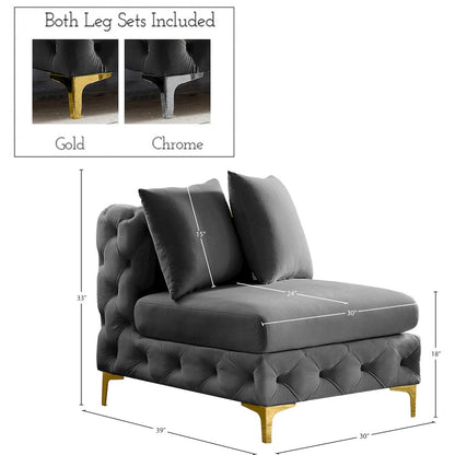 Tremblay Grey Velvet Armless Chair
