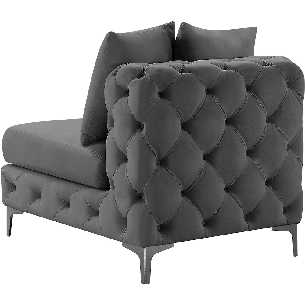 Tremblay Grey Velvet Armless Chair