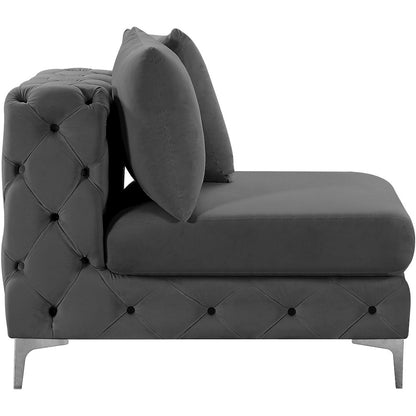 Tremblay Grey Velvet Armless Chair