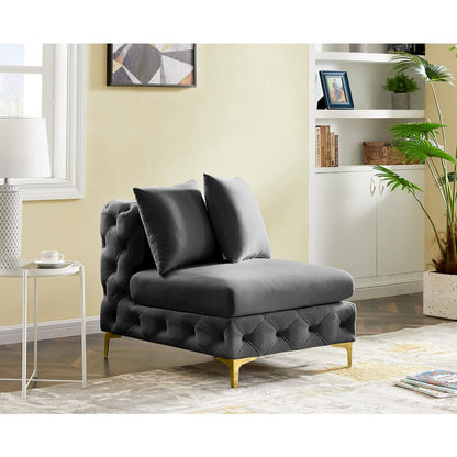 Tremblay Grey Velvet Armless Chair