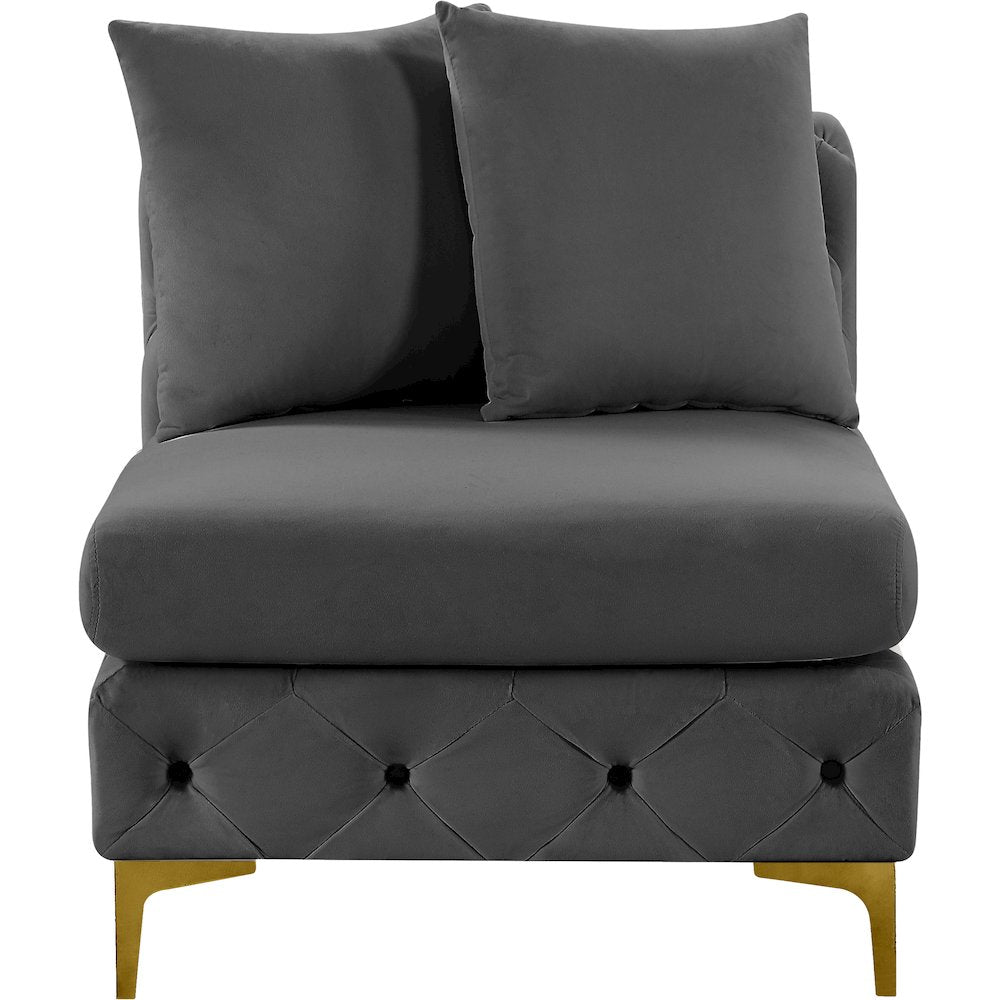 Tremblay Grey Velvet Armless Chair