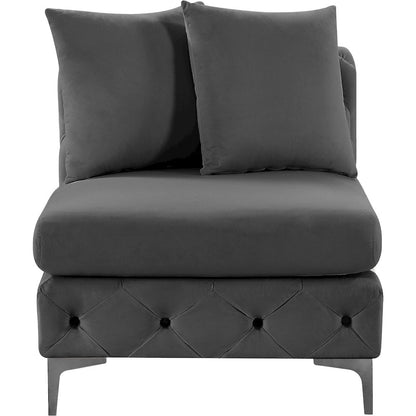 Tremblay Grey Velvet Armless Chair