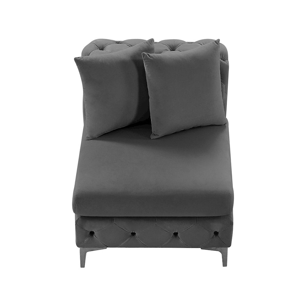 Tremblay Grey Velvet Armless Chair
