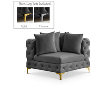 Tremblay Grey Velvet Corner Chair