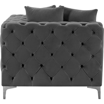 Tremblay Grey Velvet Corner Chair