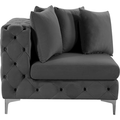 Tremblay Grey Velvet Corner Chair
