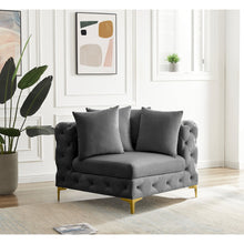 Tremblay Grey Velvet Corner Chair